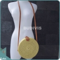 Round Yellow Plain Bali Rattan Bag