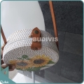 Sunflower Hand Painted Rattan Round Bag
