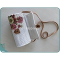 Rosa Multiflora Flower Hand Painted Mini Rattan Sling Bag