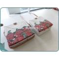 Hand Painted Red Roses Rattan Square Sling Bag