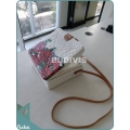 Hand Painted Red Roses Rattan Square Sling Bag