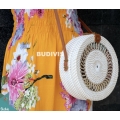 White Rattan Bag With Springs Pattern