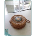 Painted Rattan Bag With Spring Pattern