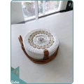 Braided  White Rattan Bag With Coconot Shell Decoration