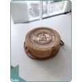 Spring Brided Brown Rattan Bag With Star Pattern