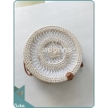 Circle Spring And Sunflower Pattern Round Rattan Bag