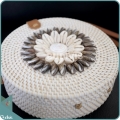 Sea Shell White Round Rattan Bag