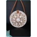 Sea Shell Star Pattern With Round Rattan Bag