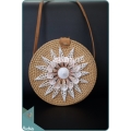 Sea Shell Star Pattern With Natural Round Rattan Bag