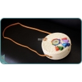 White Round Rattan Bag With Rainbow Colour Dreamcatcher
