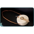 White Round Rattan Bag With Brown Beads Dreamcatcher