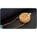 Natural Solid Round Rattan Bag With Beads Mini Dreamcatcher