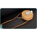 Natural Solid Round Rattan Bag With Blue And White Mini Dreamcatcher