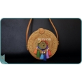 Natural Solid Round Rattan Bag With Rainbow Colour Dreamcatcher