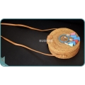 Natural Solid Round Rattan Bag With Multi Colour Dreamcatcher