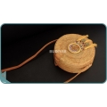 Natural Solid Round Rattan Bag With Yellow Mini Dreamcatcher