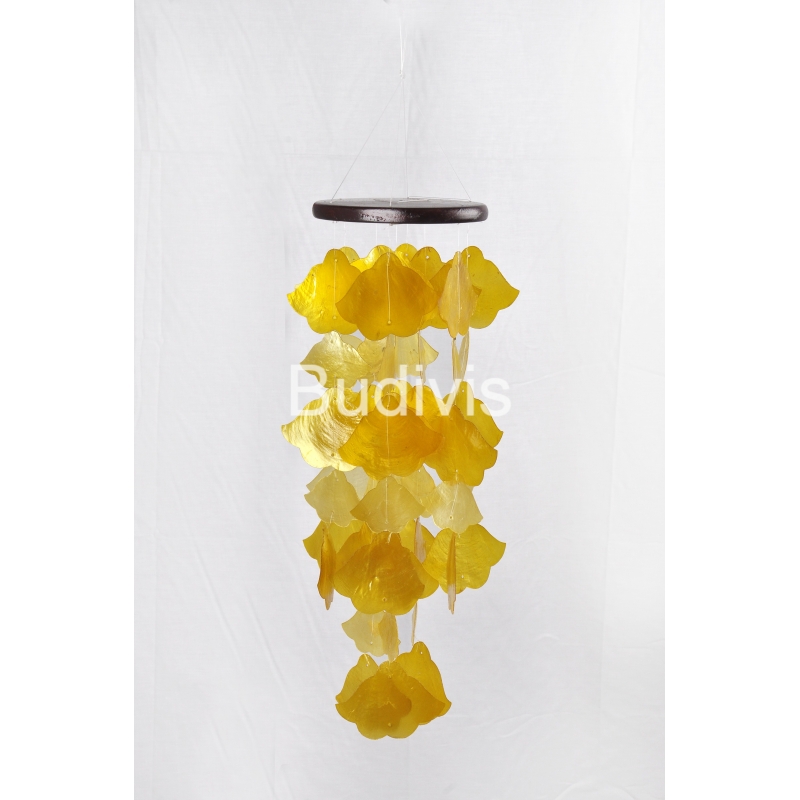 Yellow Flower Shape Capiz Wind Chimes Home Crafting