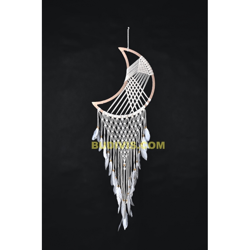 Crescent Moon Macrame Wall Hanging Dreamcatcher