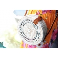 Top Model White Rattan Bag With Double Spiral Hand Woven