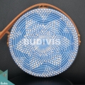 Hand Woven Blue Rattan Bag With Flower Pattern