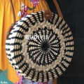 Black Stripe Natural Round Rattan Bag With Hand Woven At The Top