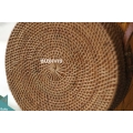 Solid Woven Classic Natural Round Rattan Bag