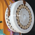 White Rattan Bag With Crème Hand Woven At Top