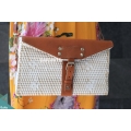 Sling Rattan Purse With Leather Cover