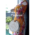 White Rattan Bag White Sun Flower Pattern