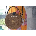 Rattan Bag With Double Strap/Handle Leather Strap, Clasp Lock Tote Or Crossbody Bag (2 n 1)