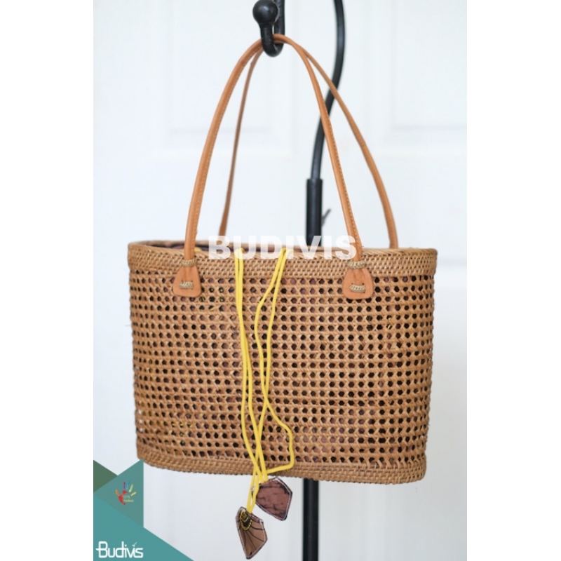 Handmade Woven Ata Grass Rattan Purse, Basket