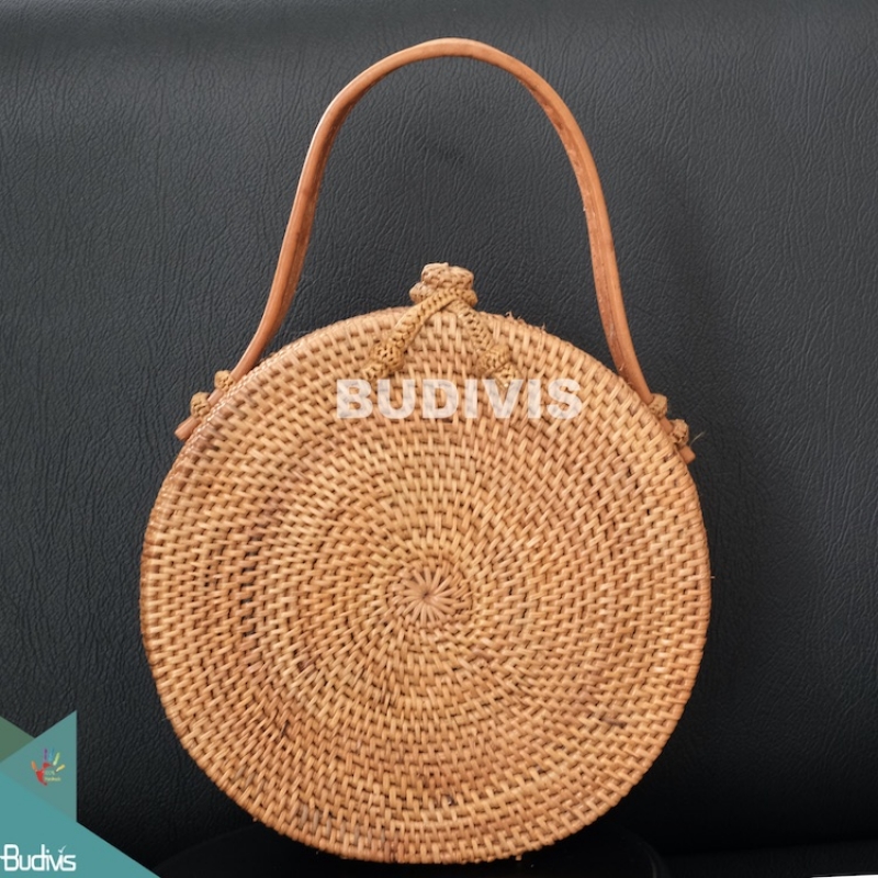 Classic Natural Rattan Round Hand Bag