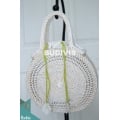 White Color Rattan Handwoven Hand Bag