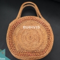 Rounded  Handbag 100% Handmade Classic Natural Rattan Round Hand Bag