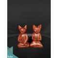 Indonesia Wood Carved Couple Cat In Handmade