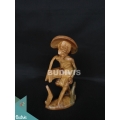 Best Seller Wood Carved Oldster Traditional Fishing From Indonesia