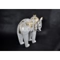 White Painted Elephant Wood Animal Statue