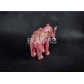 Red Painted Elephant Wood Animal Statue