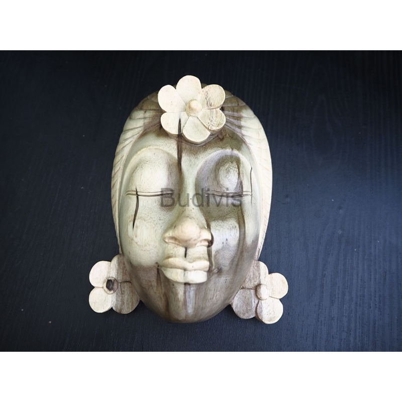 Woman With Flower Wooden Mask Decoration
