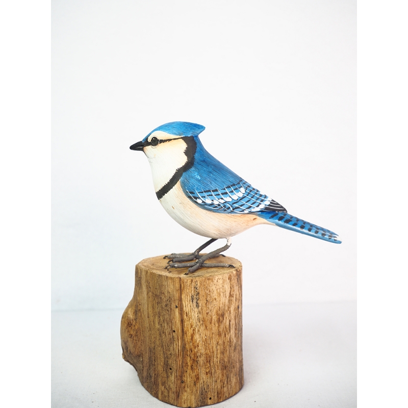 Realistic Wooden Bird Blue Jay