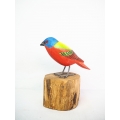 Realistic Wooden Bird Painted Bunting