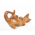 Wooden Animal Statue Model Lying Cat