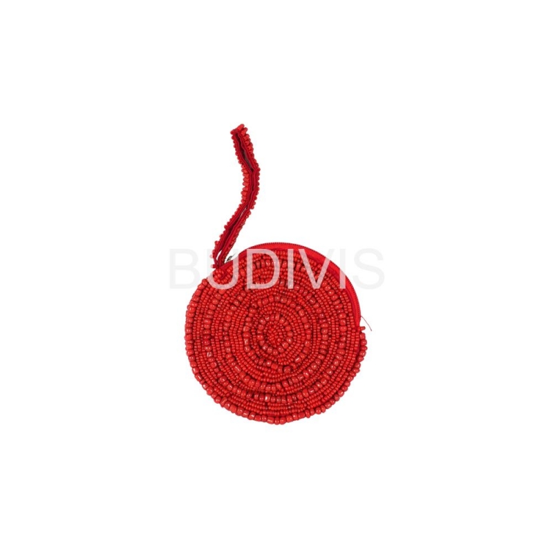 Red Round Beaded Wallet