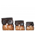 Wholesale Wooden Animal Figurine Owl Model Set 3