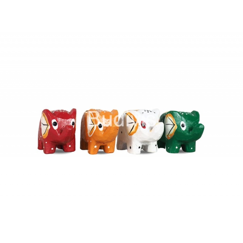 Wholesale Wooden Animal Figurine Elephant Model Set 4