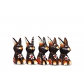Wholesale Wooden Animal Figurine Rabbit Model Set 5
