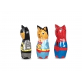 Wholesale Wooden Animal Figurine Super Hero Cat Model Set 3