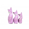 Wholesale Wooden Animal Figurine Cat Model Set 3