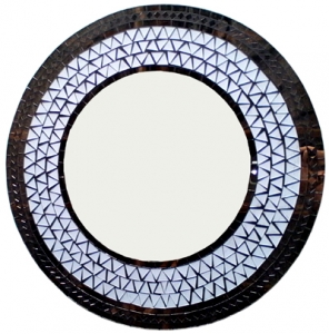 Antique Mirror Glass Circle, Antique Wooden Hand Carved Mirror, Round Wall Mirror, Vintage Celestial Wooden Round Mirror