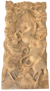 Relief Horse Wood Carving